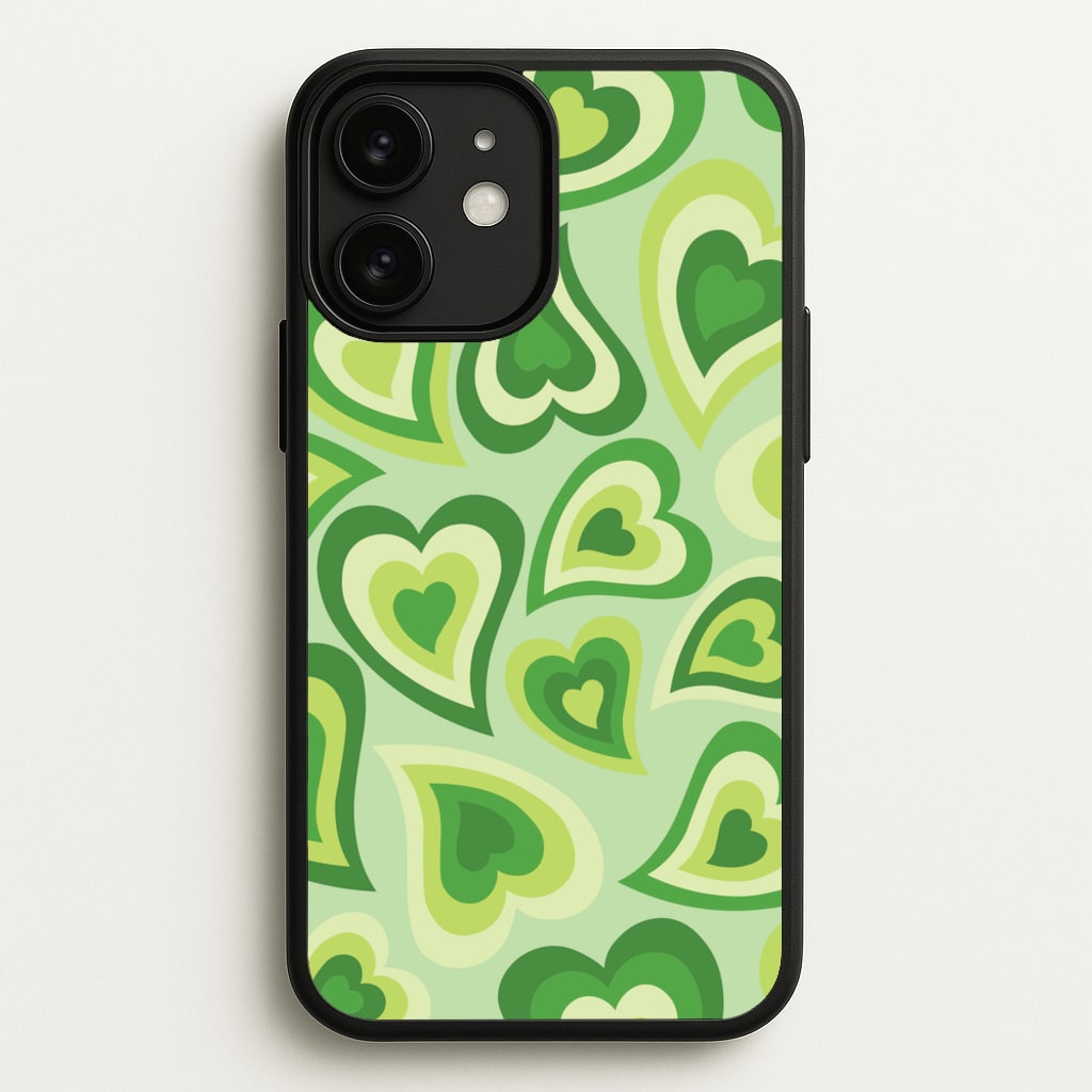 Green Hearts - Trippy Patterns - Trippy Patterns Phone Case for iPhone 11