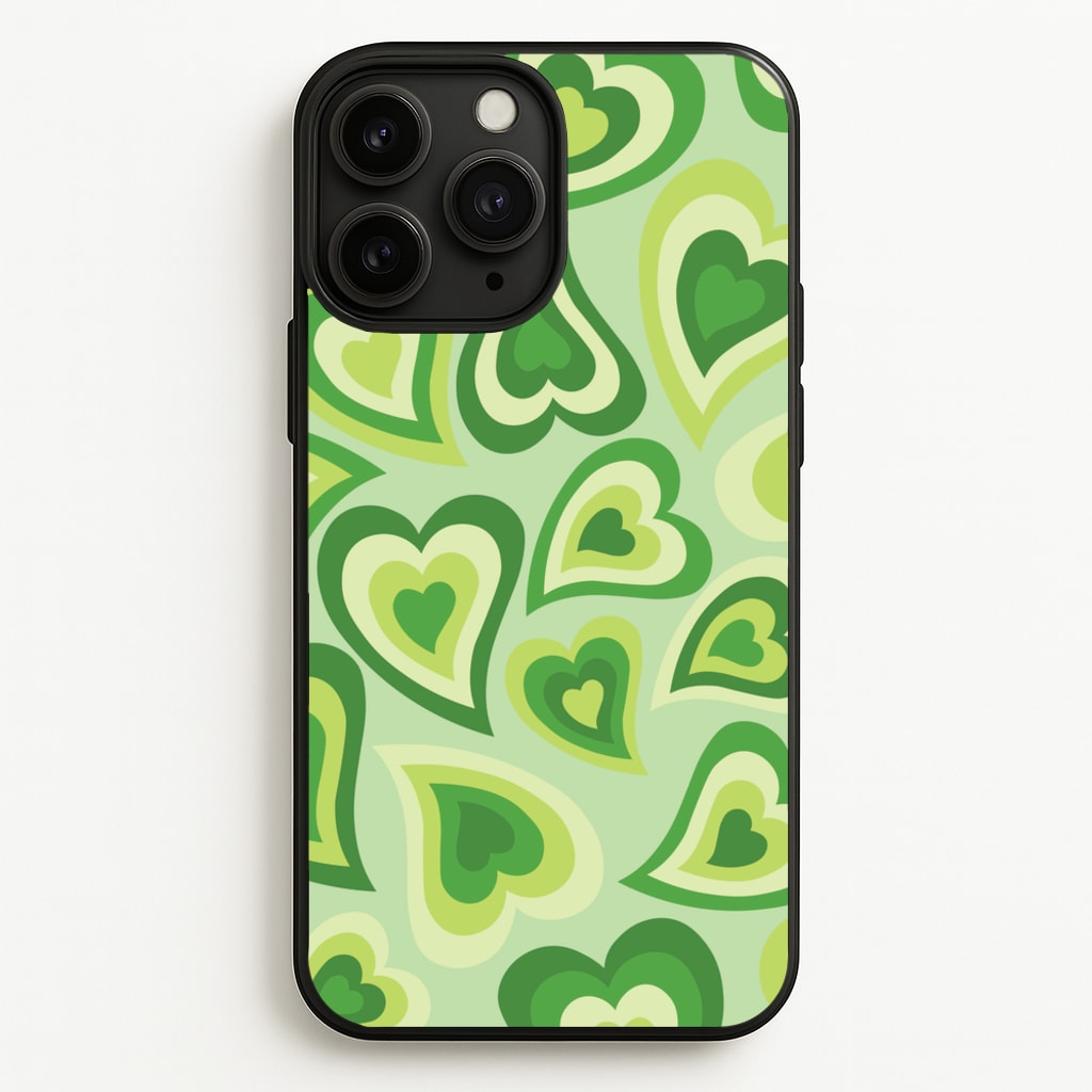 Green Hearts - Trippy Patterns - Trippy Patterns Phone Case for iPhone 11 Pro