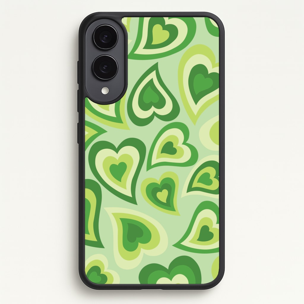 Green Hearts - Trippy Patterns - Trippy Patterns Phone Case for Galaxy S25 Edge