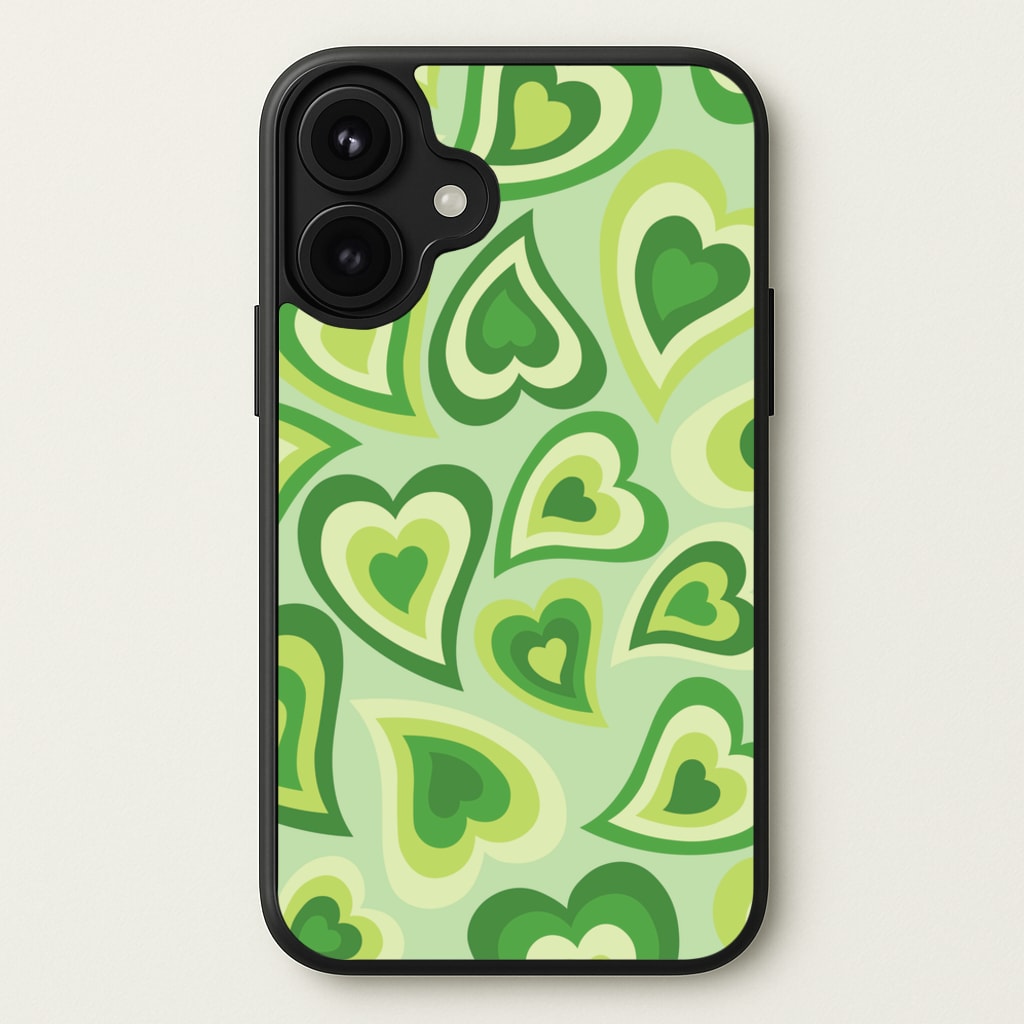 Green Hearts - Trippy Patterns Phone Case for iPhone 17