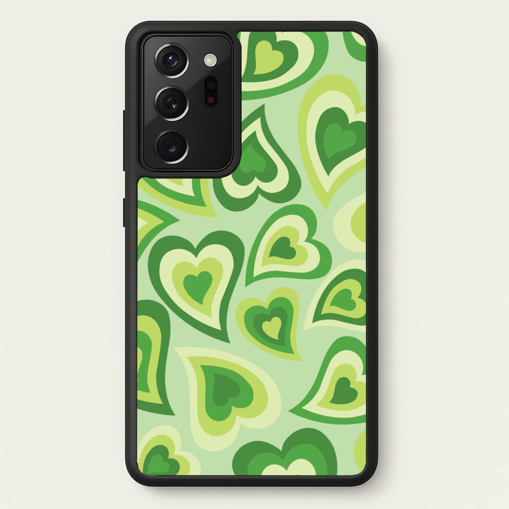 Green Hearts - Trippy Patterns - Trippy Patterns Phone Case for Galaxy Note 20 Ultra