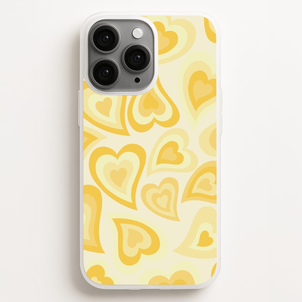 Yellow Hearts - Trippy Patterns - Trippy Patterns Phone Case for iPhone 16 Pro Max