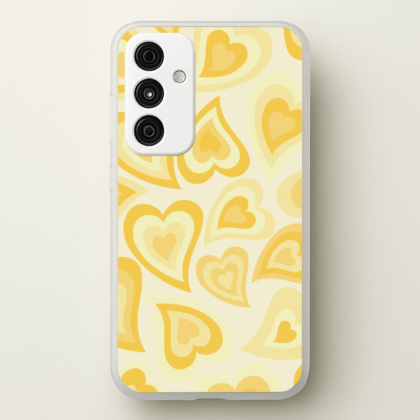 Yellow Hearts - Trippy Patterns - Trippy Patterns Phone Case for Galaxy A35