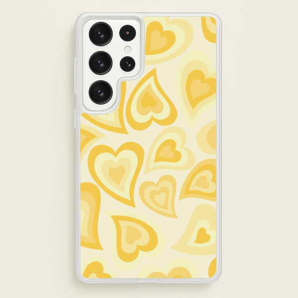 Yellow Hearts - Trippy Patterns - Trippy Patterns Phone Case for Galaxy S22 Ultra