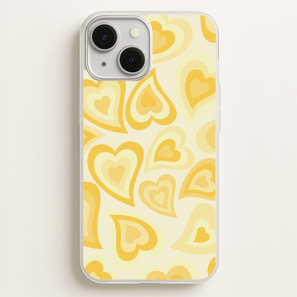 Yellow Hearts - Trippy Patterns - Trippy Patterns Phone Case for iPhone 13 Mini
