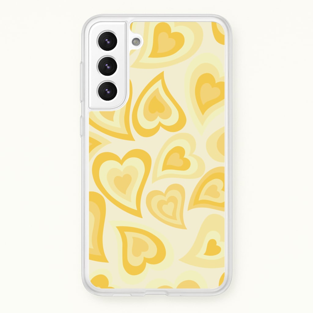 Yellow Hearts - Trippy Patterns - Trippy Patterns Phone Case for Galaxy S21FE