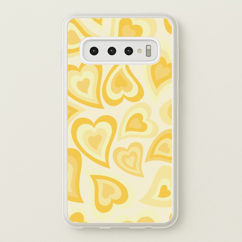 Yellow Hearts - Trippy Patterns - Trippy Patterns Phone Case for Galaxy S10