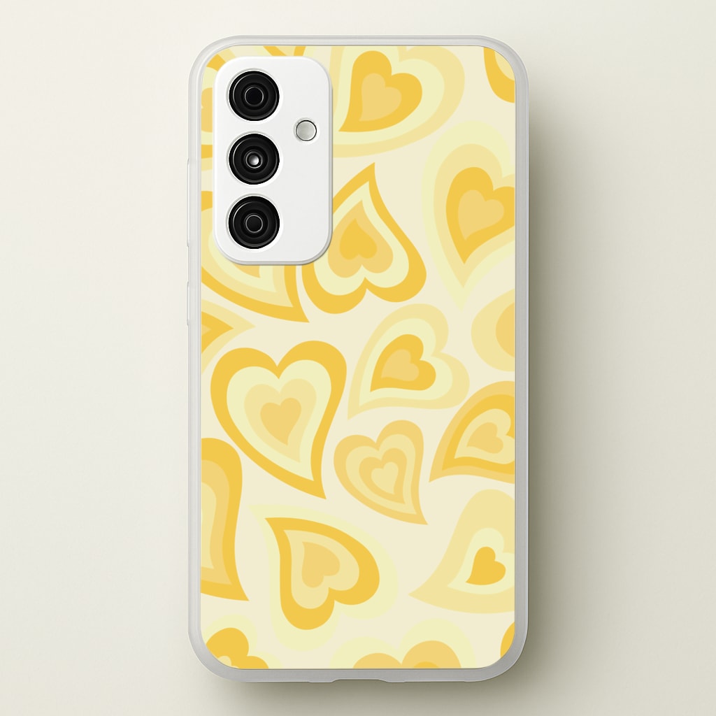 Yellow Hearts - Trippy Patterns - Trippy Patterns Phone Case for Galaxy A55