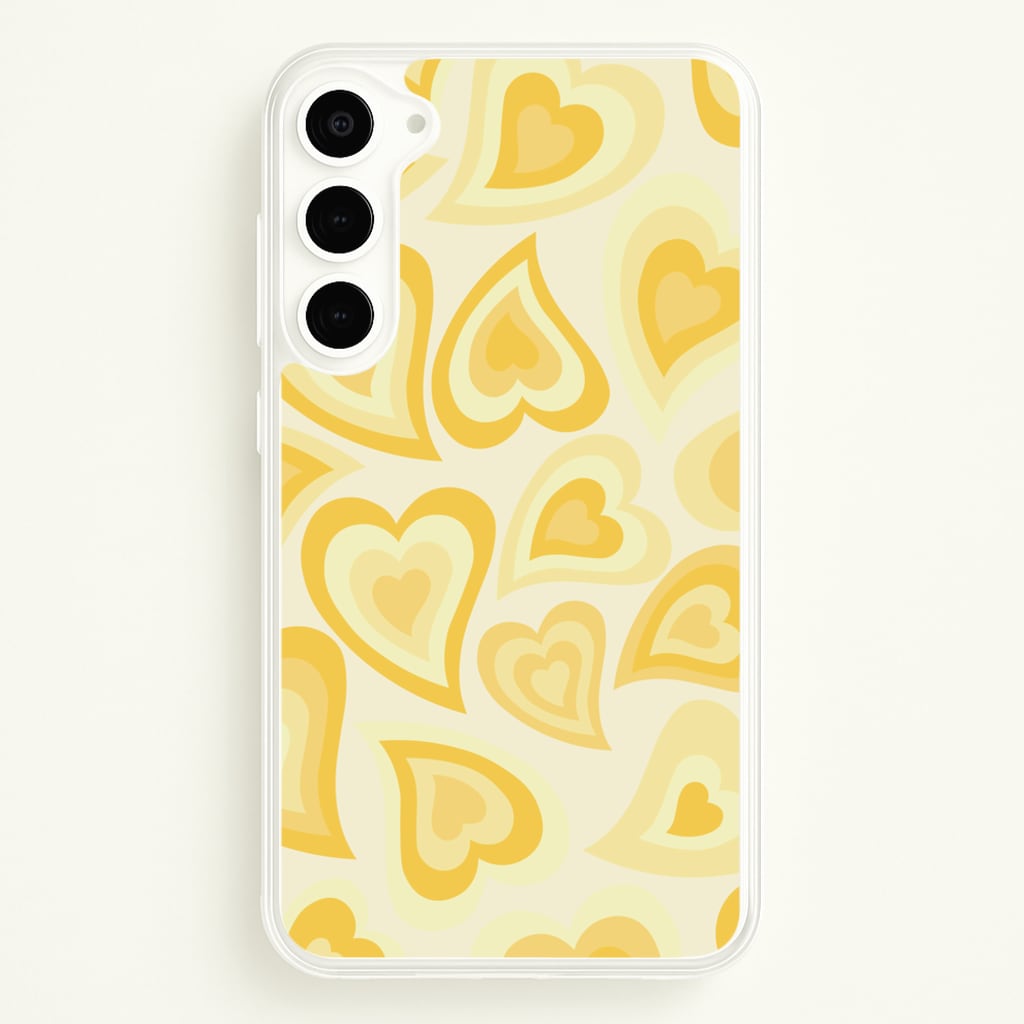 Yellow Hearts - Trippy Patterns - Trippy Patterns Phone Case for Galaxy S23