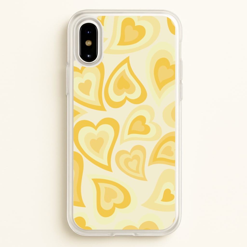 Yellow Hearts - Trippy Patterns - Trippy Patterns Phone Case for iPhone X / XS