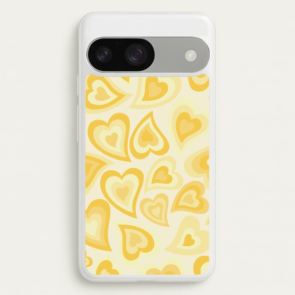 Yellow Hearts - Trippy Patterns - Trippy Patterns Phone Case for Google Pixel 9 / 9 Pro