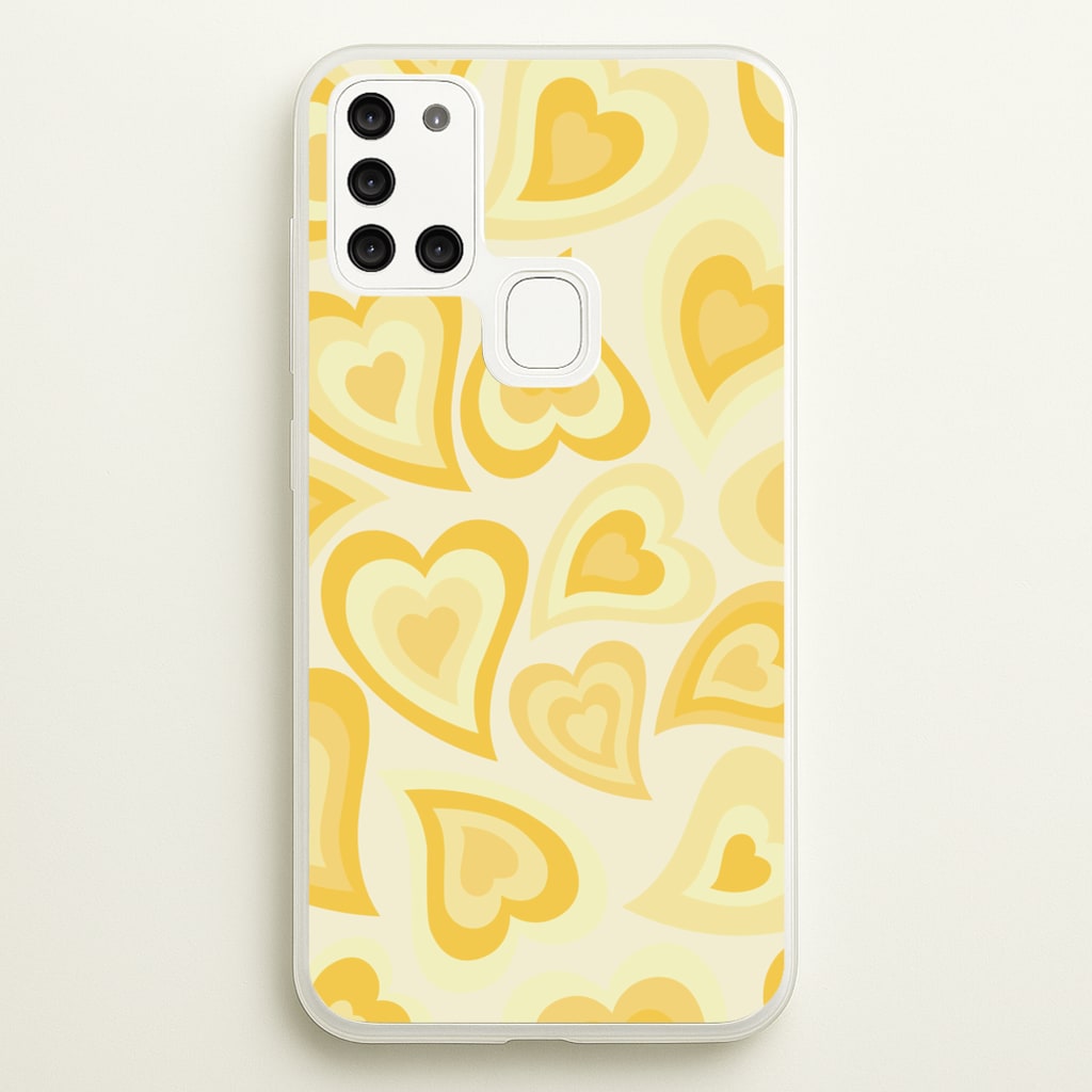 Yellow Hearts - Trippy Patterns - Trippy Patterns Phone Case for Galaxy A21s