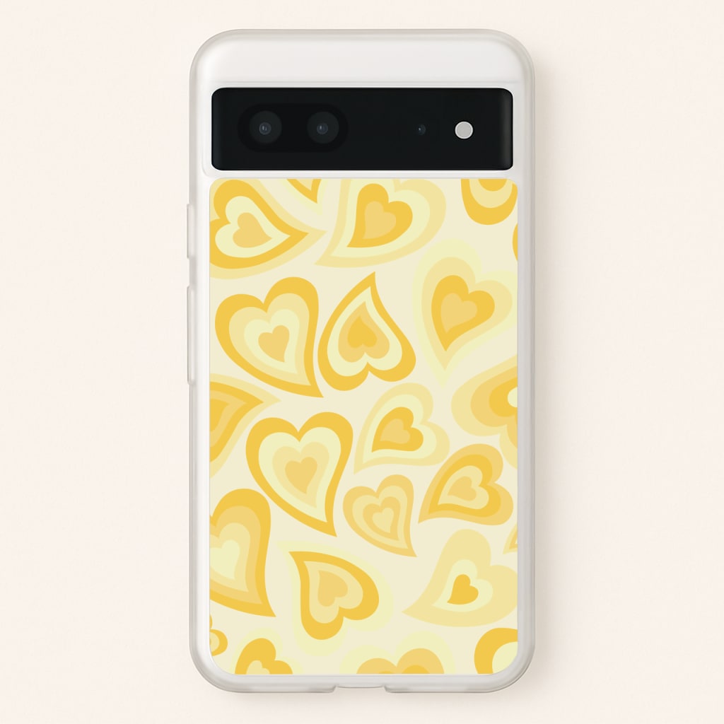 Yellow Hearts - Trippy Patterns - Trippy Patterns Phone Case for Google Pixel 7