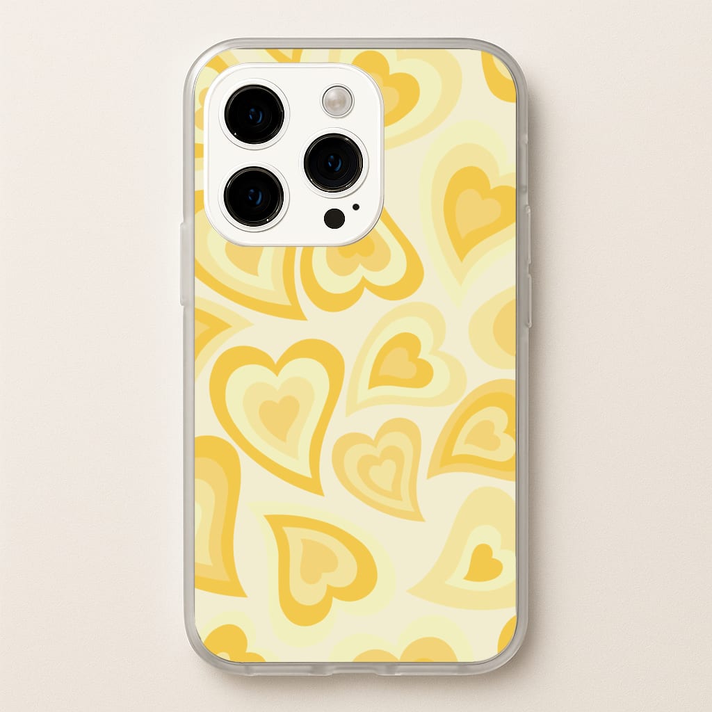 Yellow Hearts - Trippy Patterns - Trippy Patterns Phone Case for iPhone 15 Pro Max