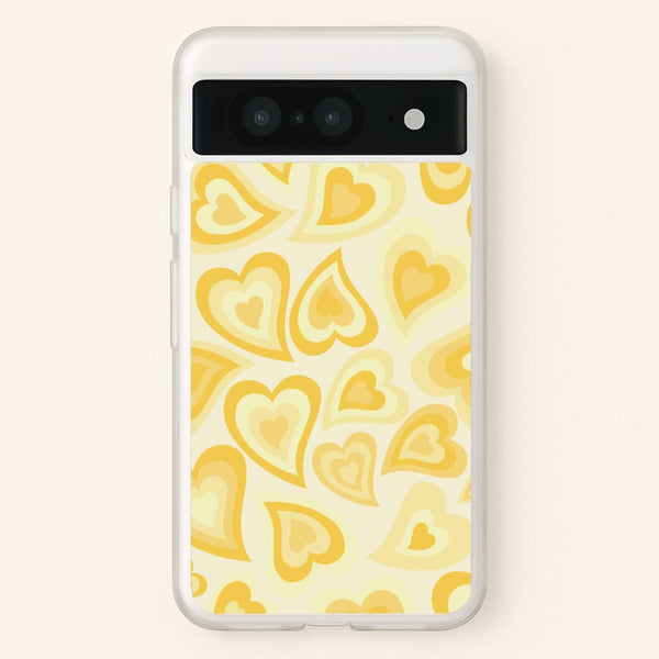 Yellow Hearts - Trippy Patterns - Trippy Patterns Phone Case for Google Pixel 8