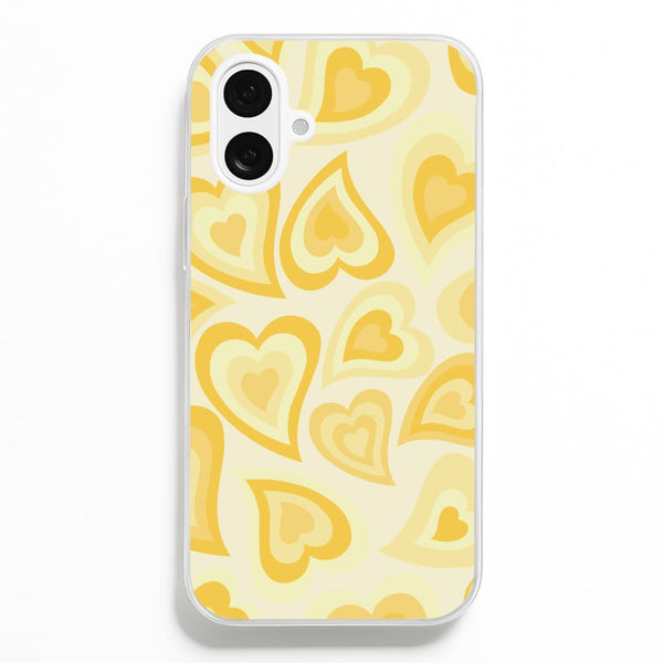 Yellow Hearts - Trippy Patterns - Trippy Patterns Phone Case for iPhone 16 Plus