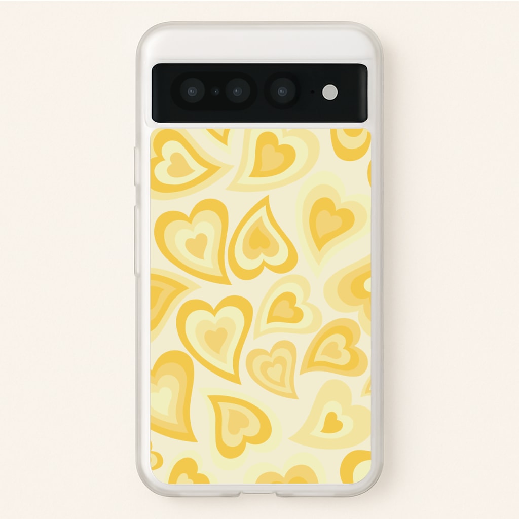 Yellow Hearts - Trippy Patterns - Trippy Patterns Phone Case for Google Pixel 7 Pro