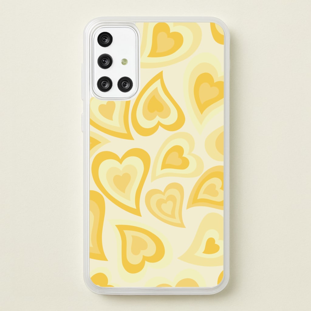 Yellow Hearts - Trippy Patterns - Trippy Patterns Phone Case for Galaxy A71