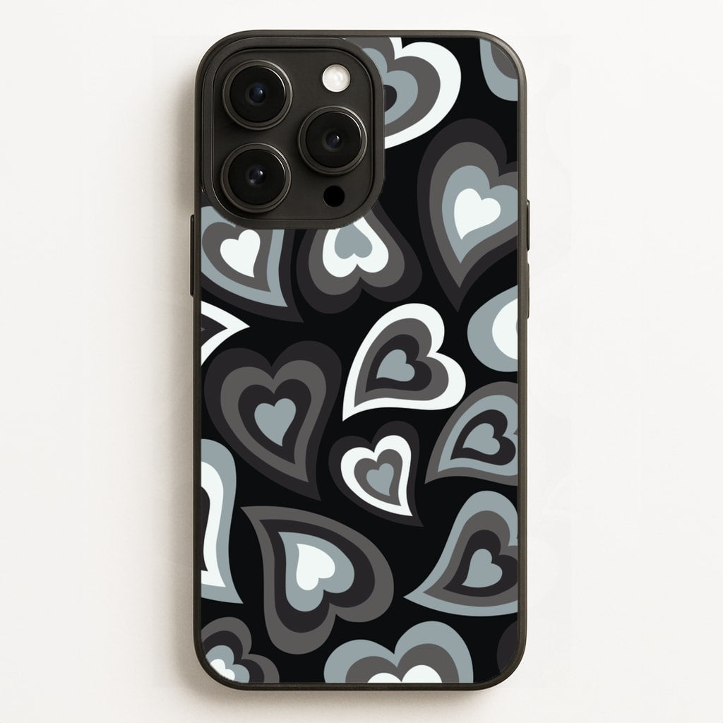 Black Hearts - Trippy Patterns - Trippy Patterns Phone Case for iPhone 16 Pro Max