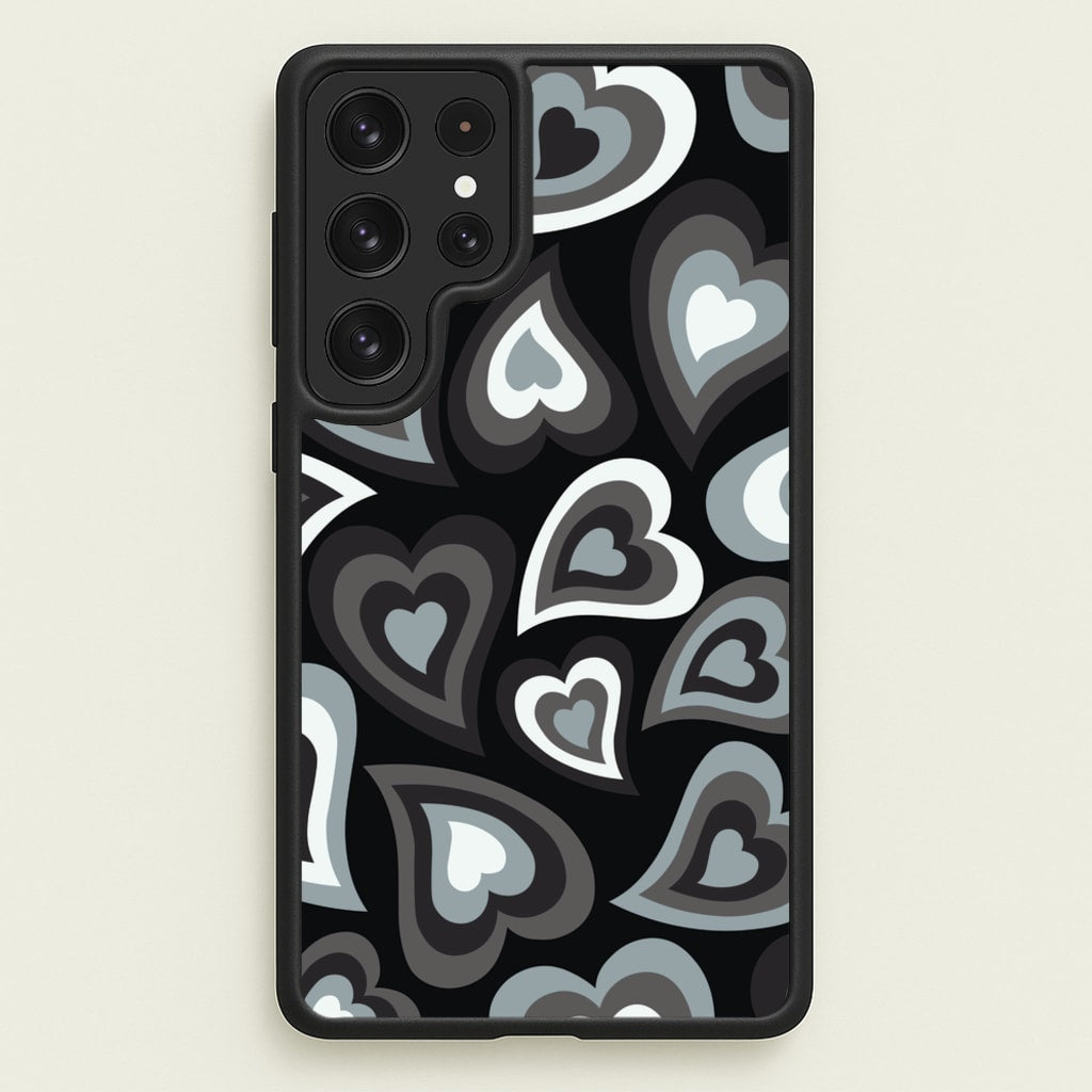 Black Hearts - Trippy Patterns - Trippy Patterns Phone Case for Galaxy S22 Ultra