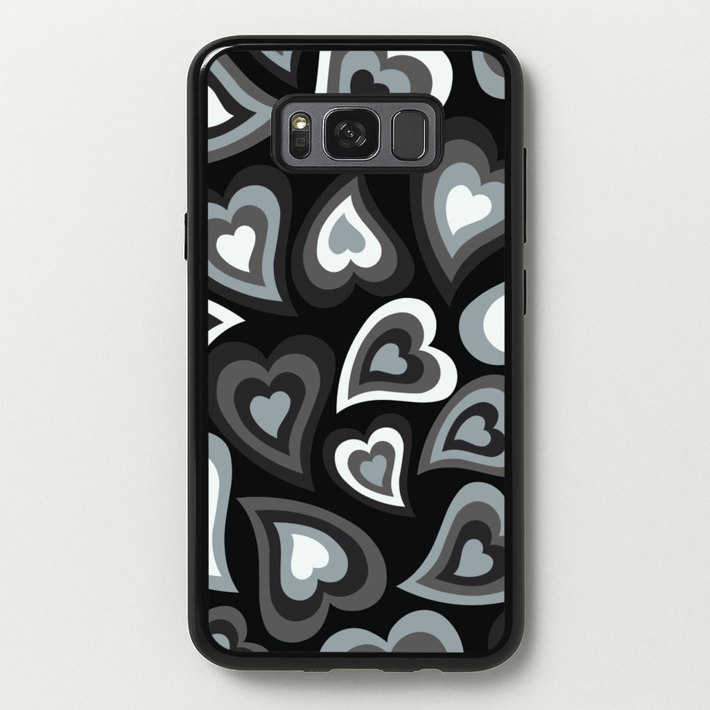 Black Hearts - Trippy Patterns - Trippy Patterns Phone Case for Galaxy S8