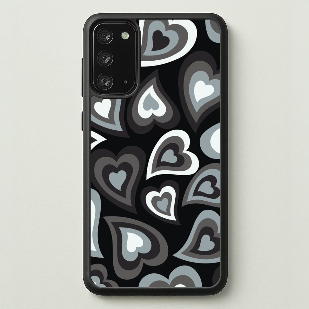 Black Hearts - Trippy Patterns - Trippy Patterns Phone Case for Galaxy Note 20