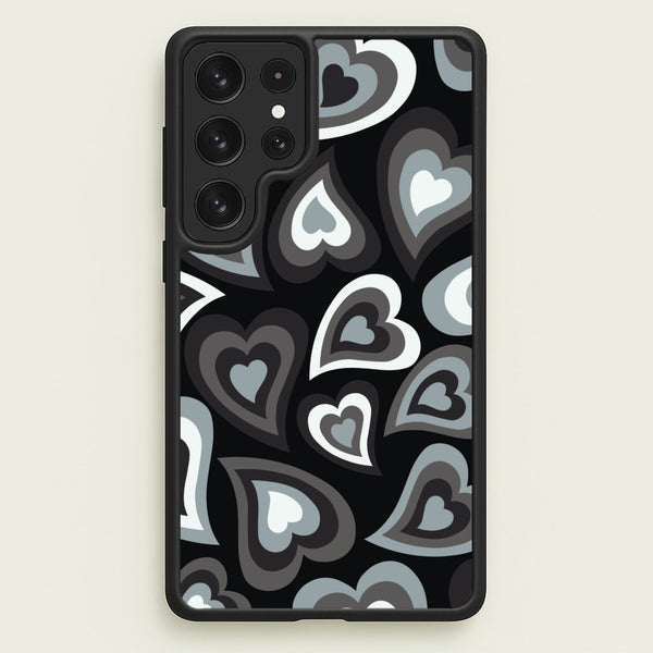 Black Hearts - Trippy Patterns - Trippy Patterns Phone Case for Galaxy S23 Ultra