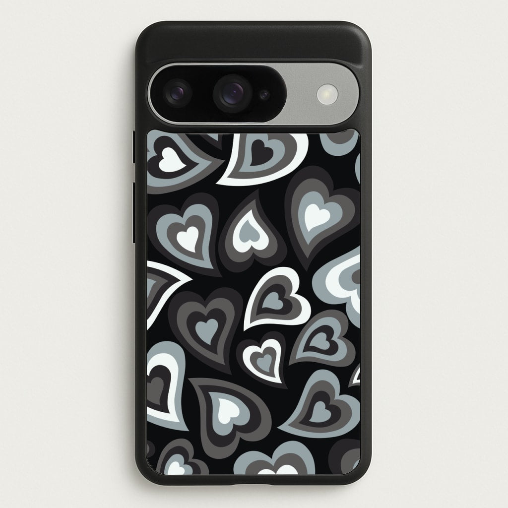 Black Hearts - Trippy Patterns Phone Case for Google Pixel 10 / 10 Pro