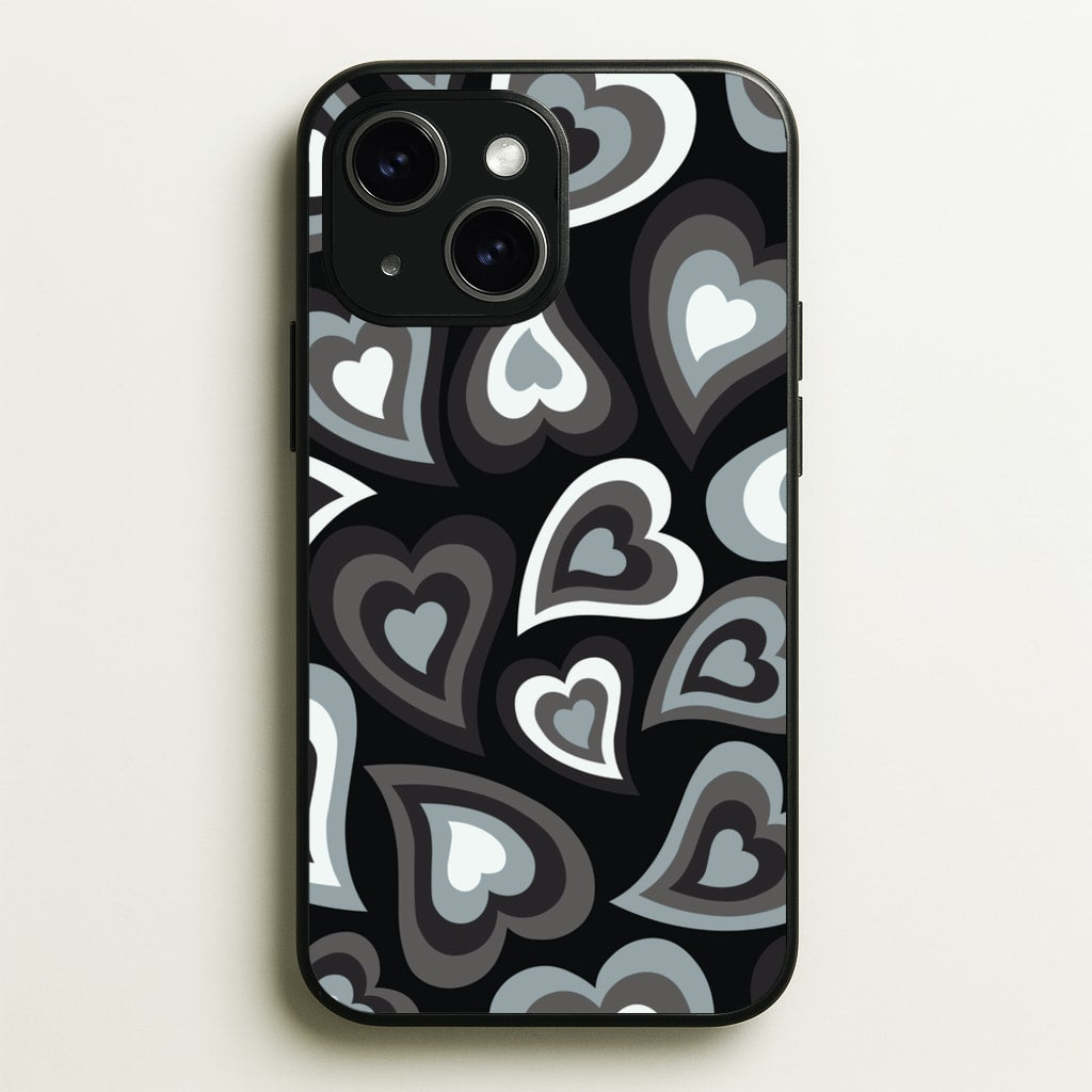 Black Hearts - Trippy Patterns - Trippy Patterns Phone Case for iPhone 15 Plus