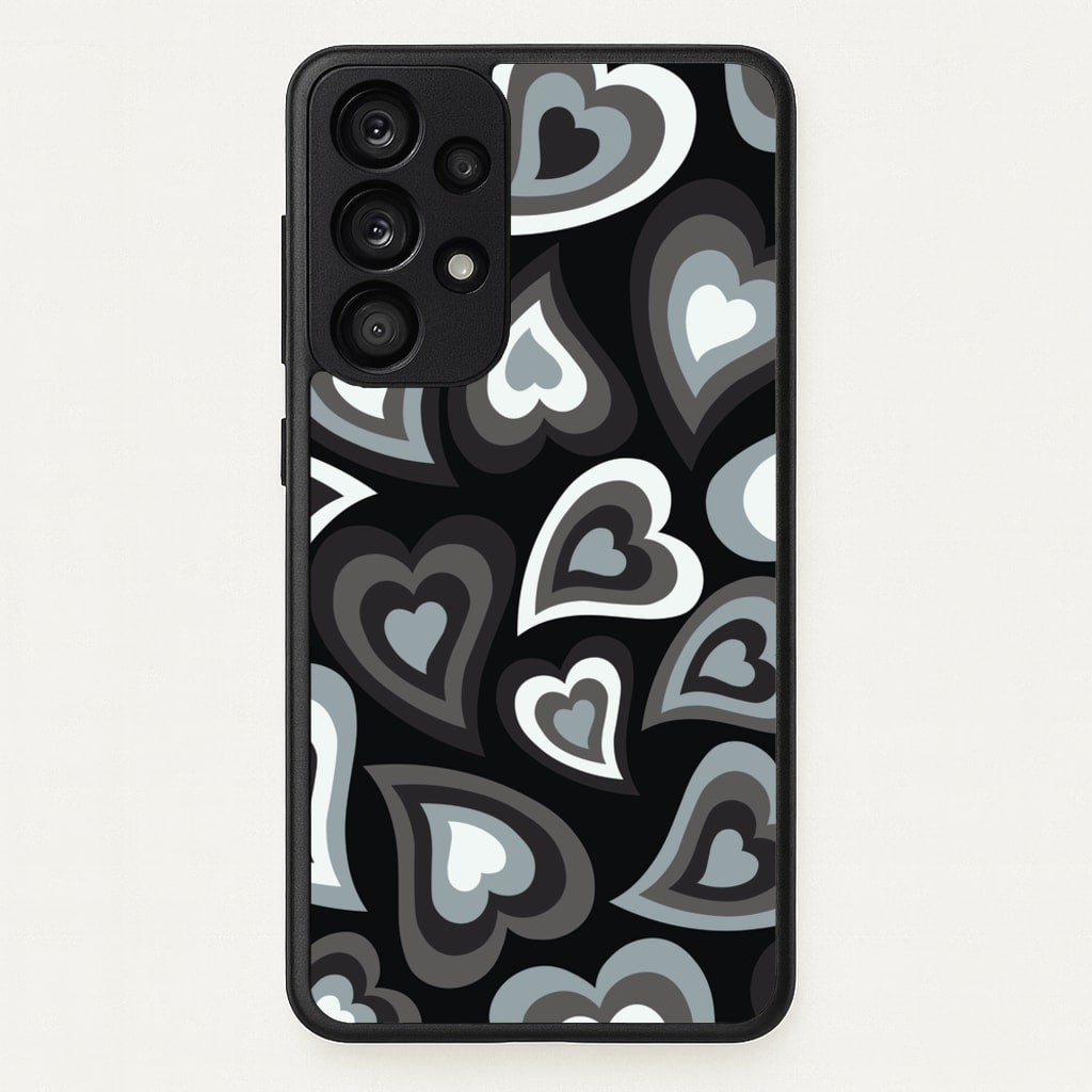 Black Hearts - Trippy Patterns - Trippy Patterns Phone Case for Galaxy A53