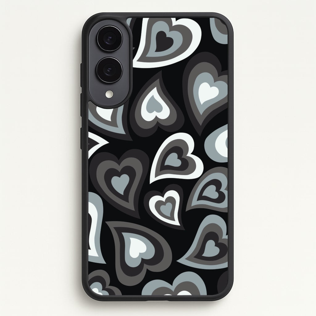 Black Hearts - Trippy Patterns - Trippy Patterns Phone Case for Galaxy S25 Edge