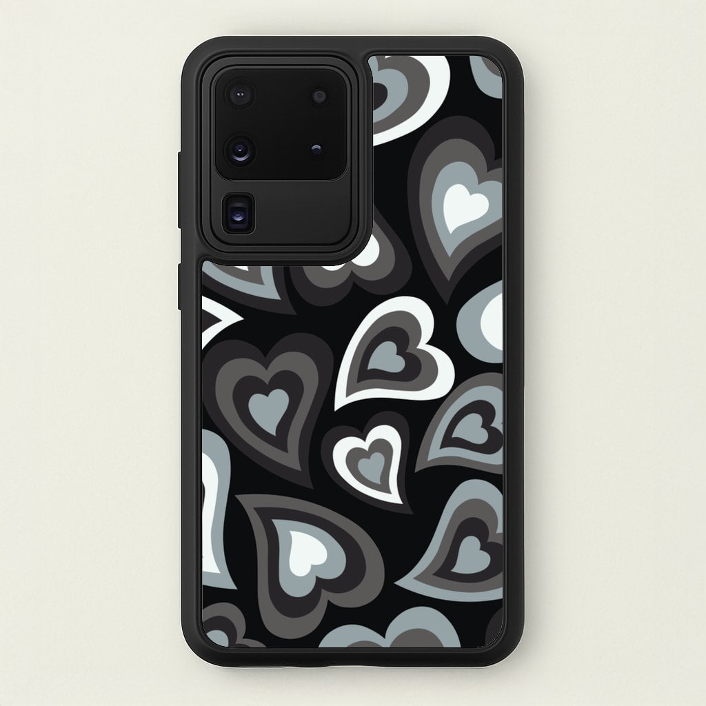 Black Hearts - Trippy Patterns - Trippy Patterns Phone Case for Galaxy S20 Ultra