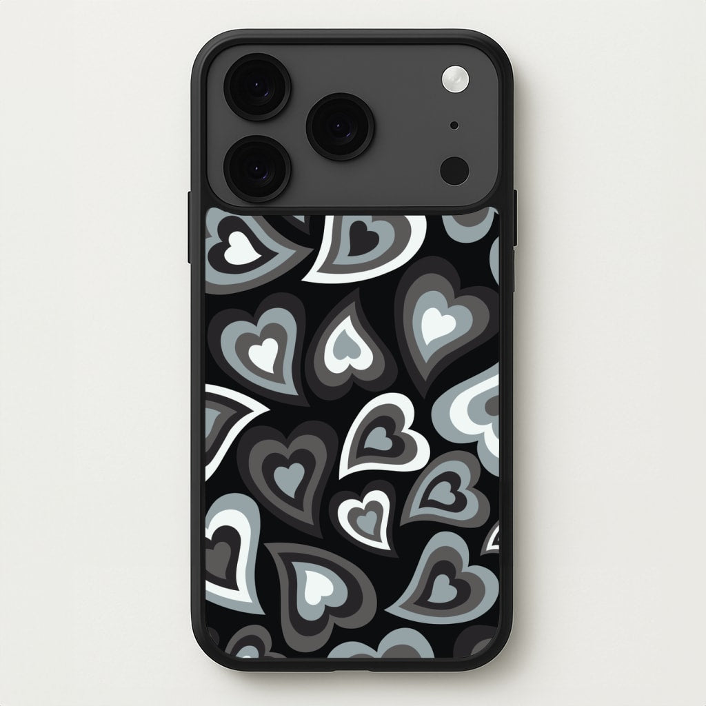 Black Hearts - Trippy Patterns Phone Case for iPhone 17 Pro Max