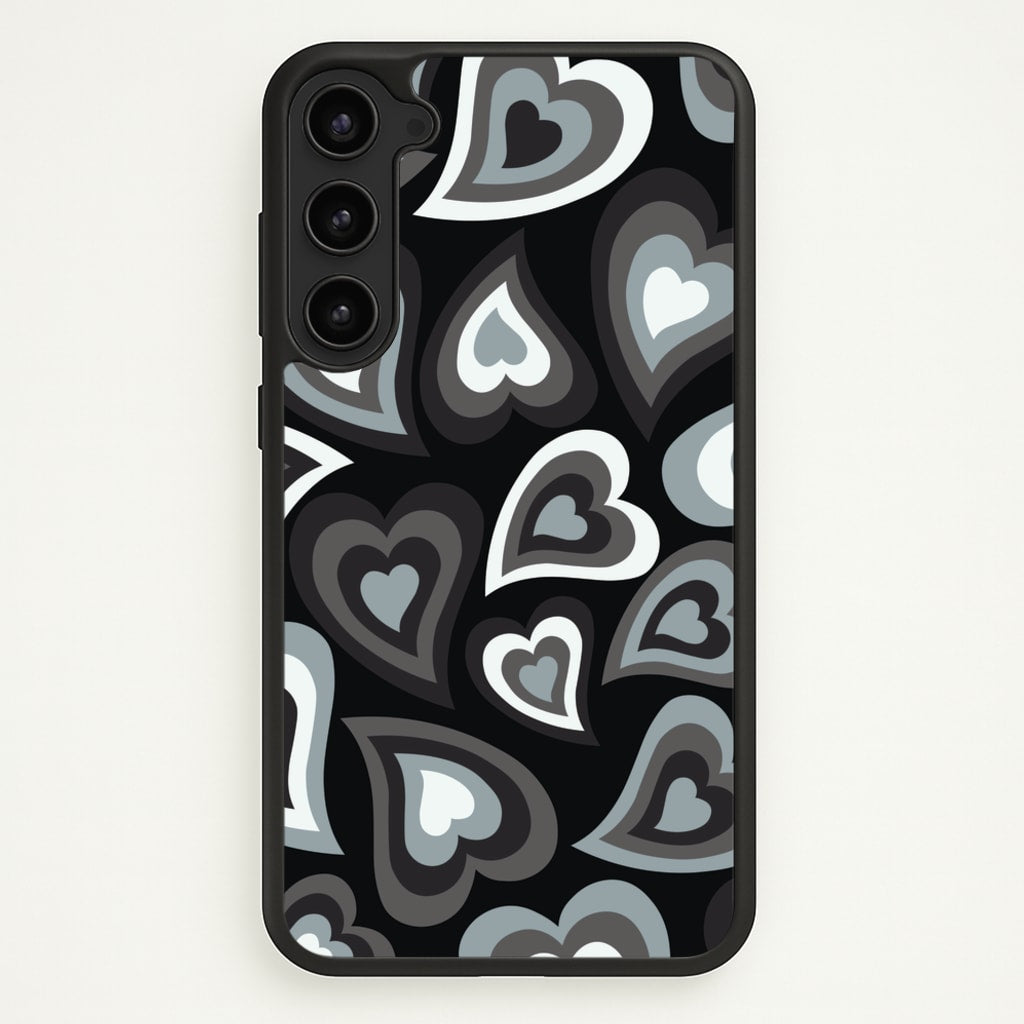 Black Hearts - Trippy Patterns - Trippy Patterns Phone Case for Galaxy S23 Plus