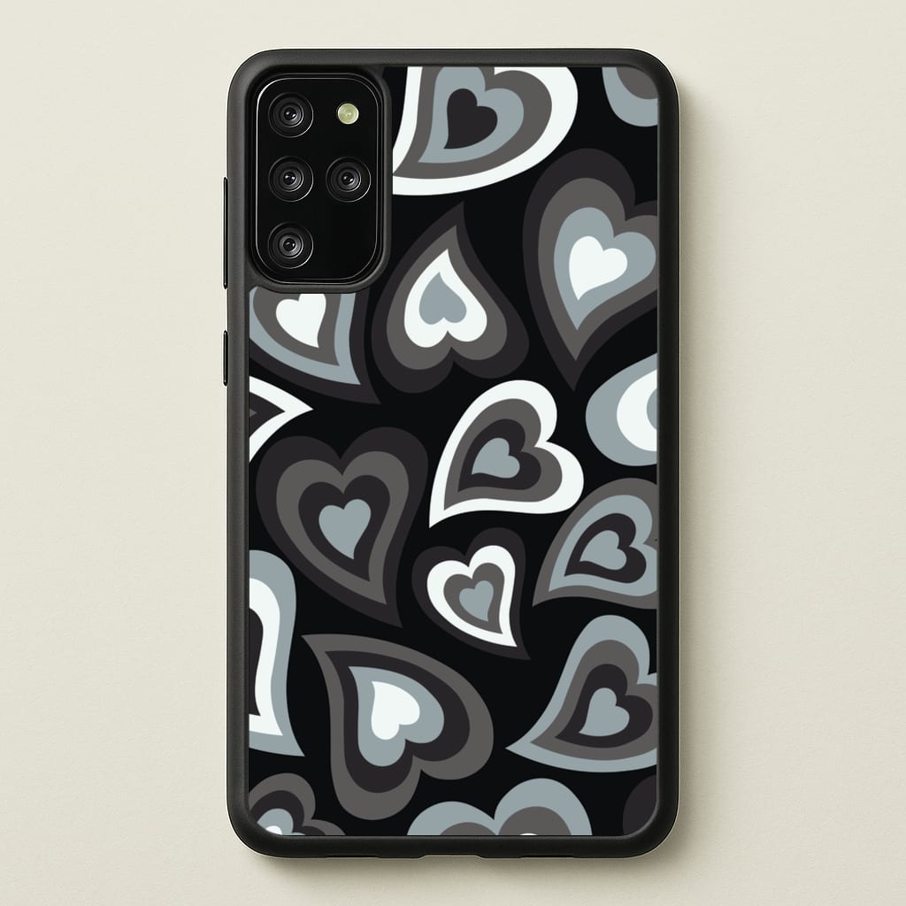 Black Hearts - Trippy Patterns - Trippy Patterns Phone Case for Galaxy S20 Plus