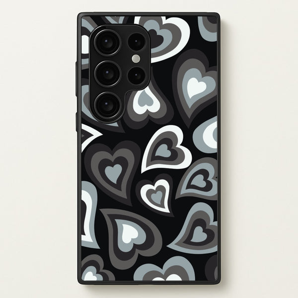 Black Hearts - Trippy Patterns - Trippy Patterns Phone Case for Galaxy S24 Ultra