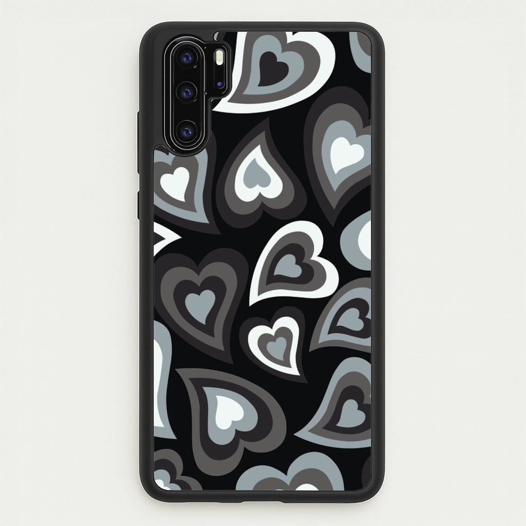 Black Hearts - Trippy Patterns - Trippy Patterns Phone Case for Huawei P30 Pro