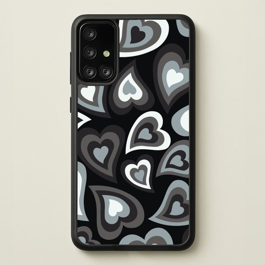 Black Hearts - Trippy Patterns - Trippy Patterns Phone Case for Galaxy A71