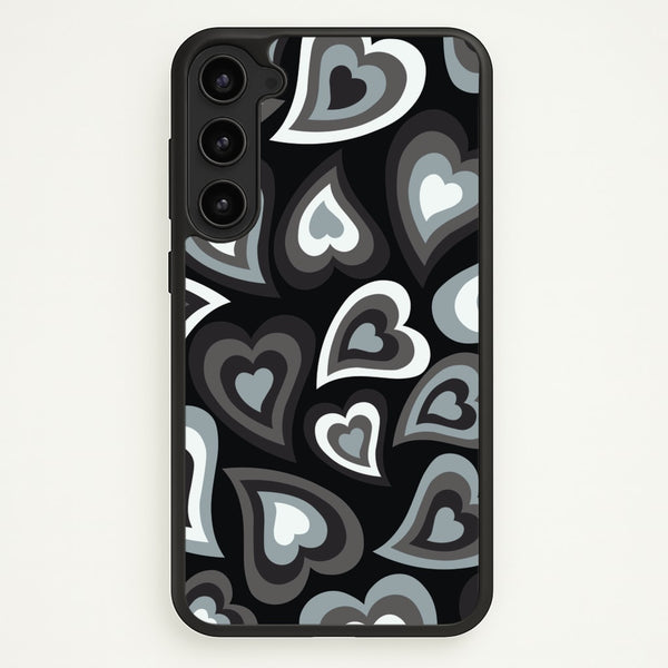 Black Hearts - Trippy Patterns - Trippy Patterns Phone Case for Galaxy S23