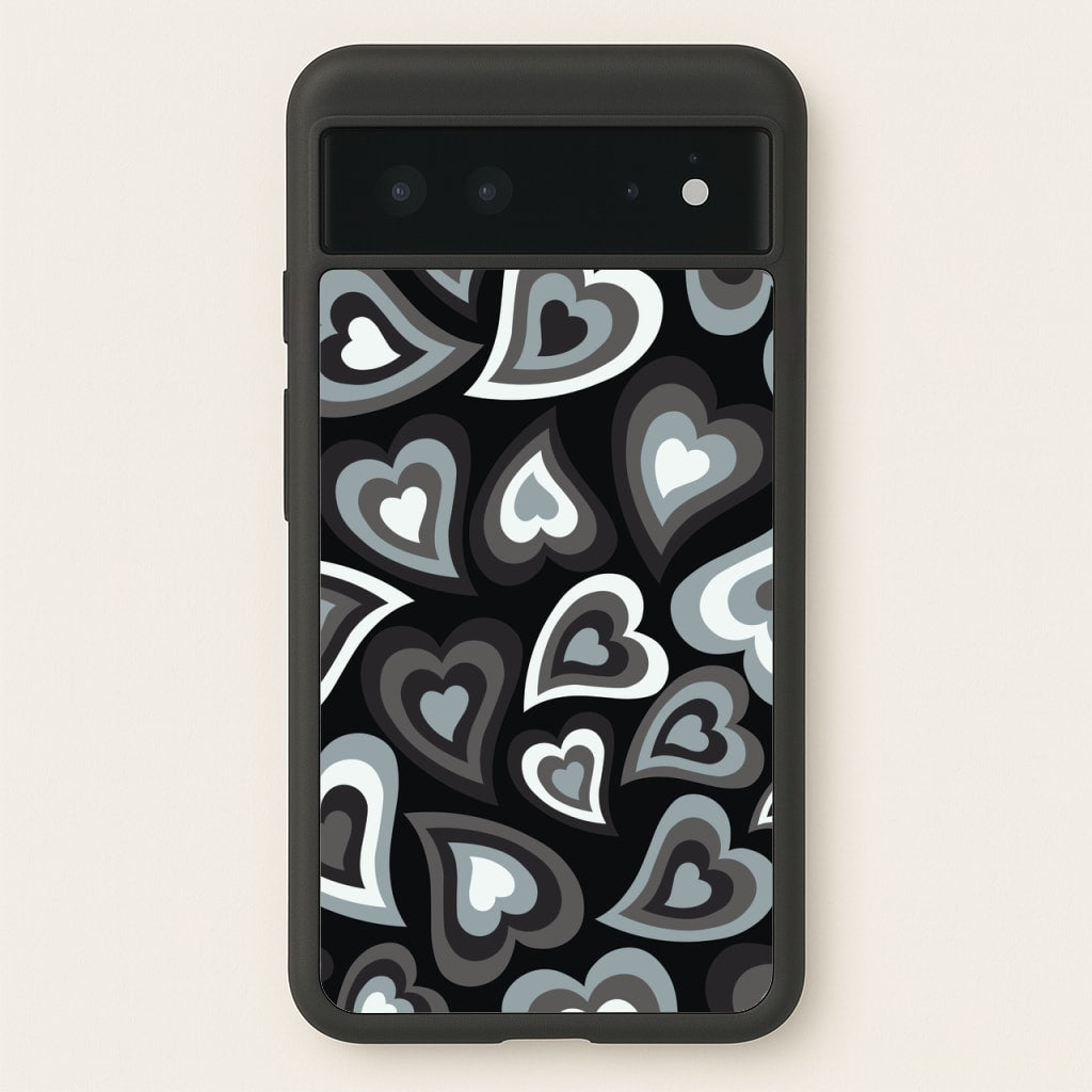 Black Hearts - Trippy Patterns - Trippy Patterns Phone Case for Google Pixel 6