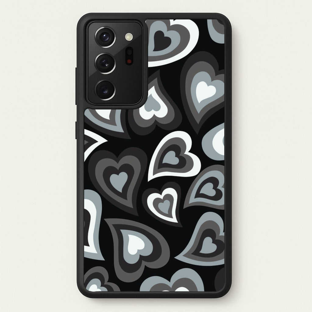 Black Hearts - Trippy Patterns - Trippy Patterns Phone Case for Galaxy Note 20 Ultra
