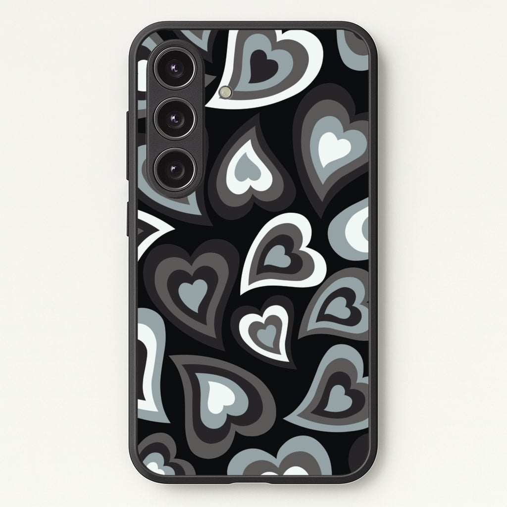Black Hearts - Trippy Patterns - Trippy Patterns Phone Case for Galaxy S24