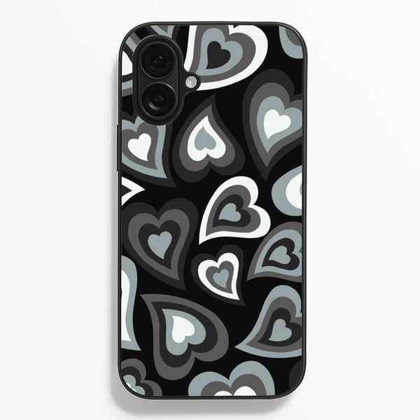 Black Hearts - Trippy Patterns - Trippy Patterns Phone Case for iPhone 16 Plus