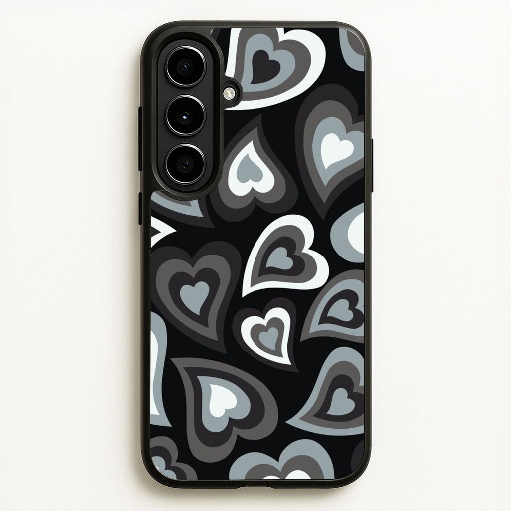 Black Hearts - Trippy Patterns - Trippy Patterns Phone Case for Galaxy A56