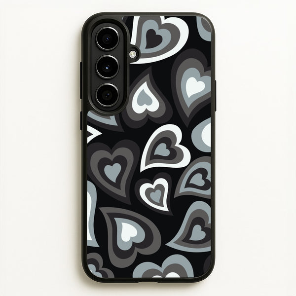 Black Hearts - Trippy Patterns - Trippy Patterns Phone Case for Galaxy A56