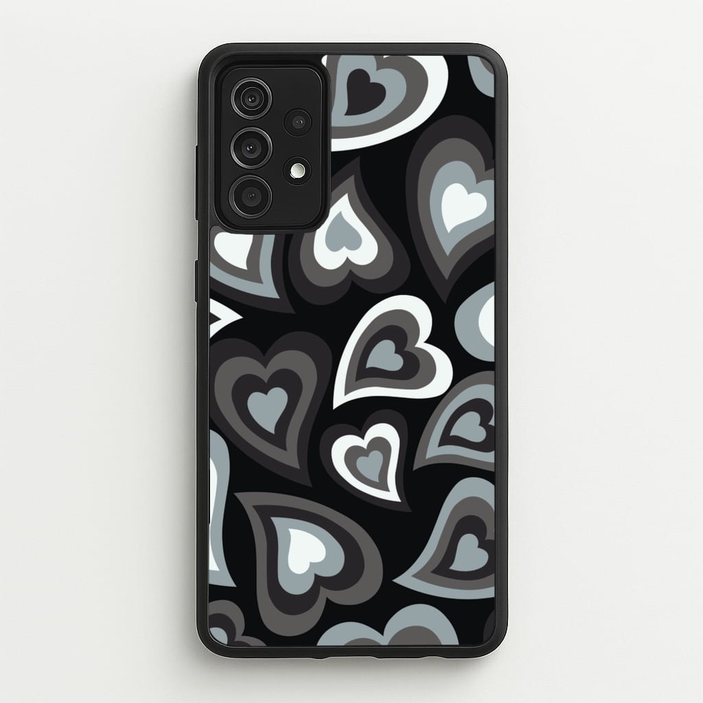 Black Hearts - Trippy Patterns - Trippy Patterns Phone Case for Galaxy A52 / A52s