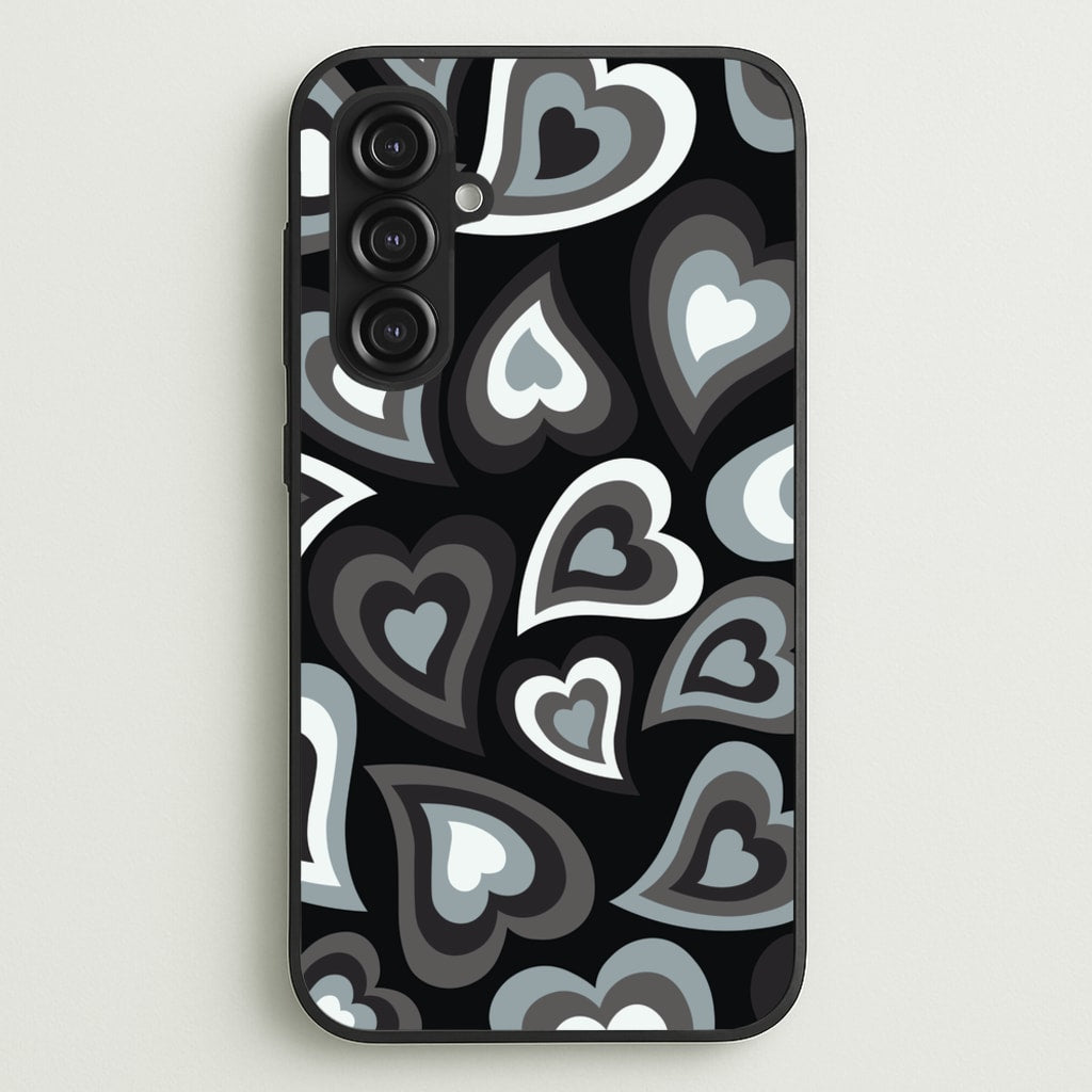 Black Hearts - Trippy Patterns - Trippy Patterns Phone Case for Galaxy S23FE