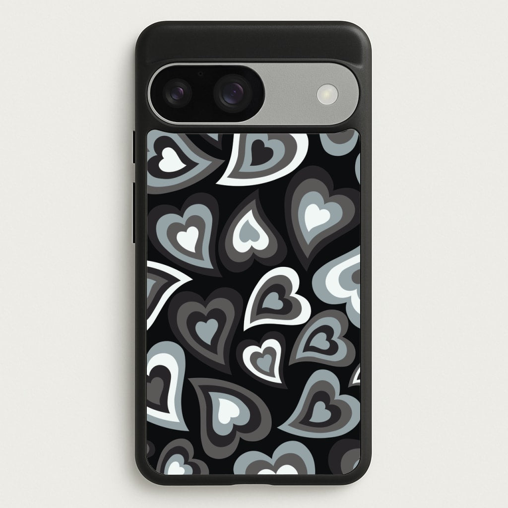 Black Hearts - Trippy Patterns - Trippy Patterns Phone Case for Google Pixel 9 / 9 Pro