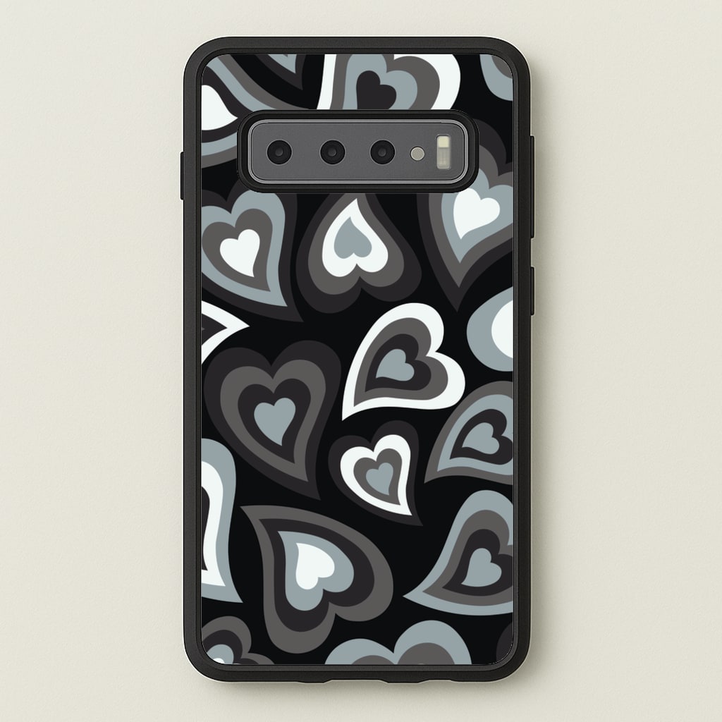 Black Hearts - Trippy Patterns - Trippy Patterns Phone Case for Galaxy S10