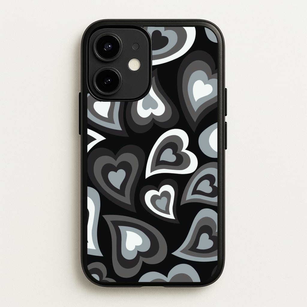 Black Hearts - Trippy Patterns - Trippy Patterns Phone Case for iPhone 12 Mini